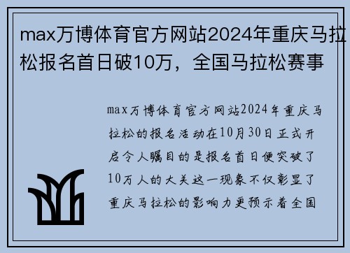 max万博体育官方网站2024年重庆马拉松报名首日破10万，全国马拉松赛事大范围重启